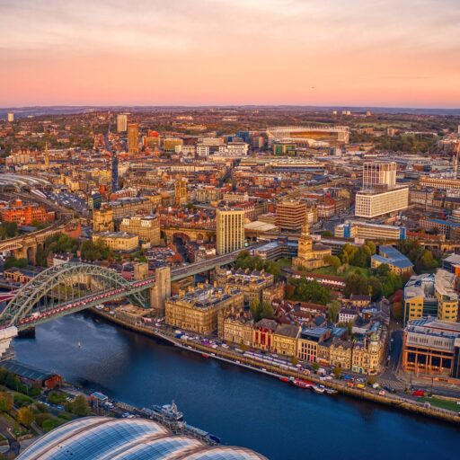 Aerial View Of Newcastle, England, United Kingdom