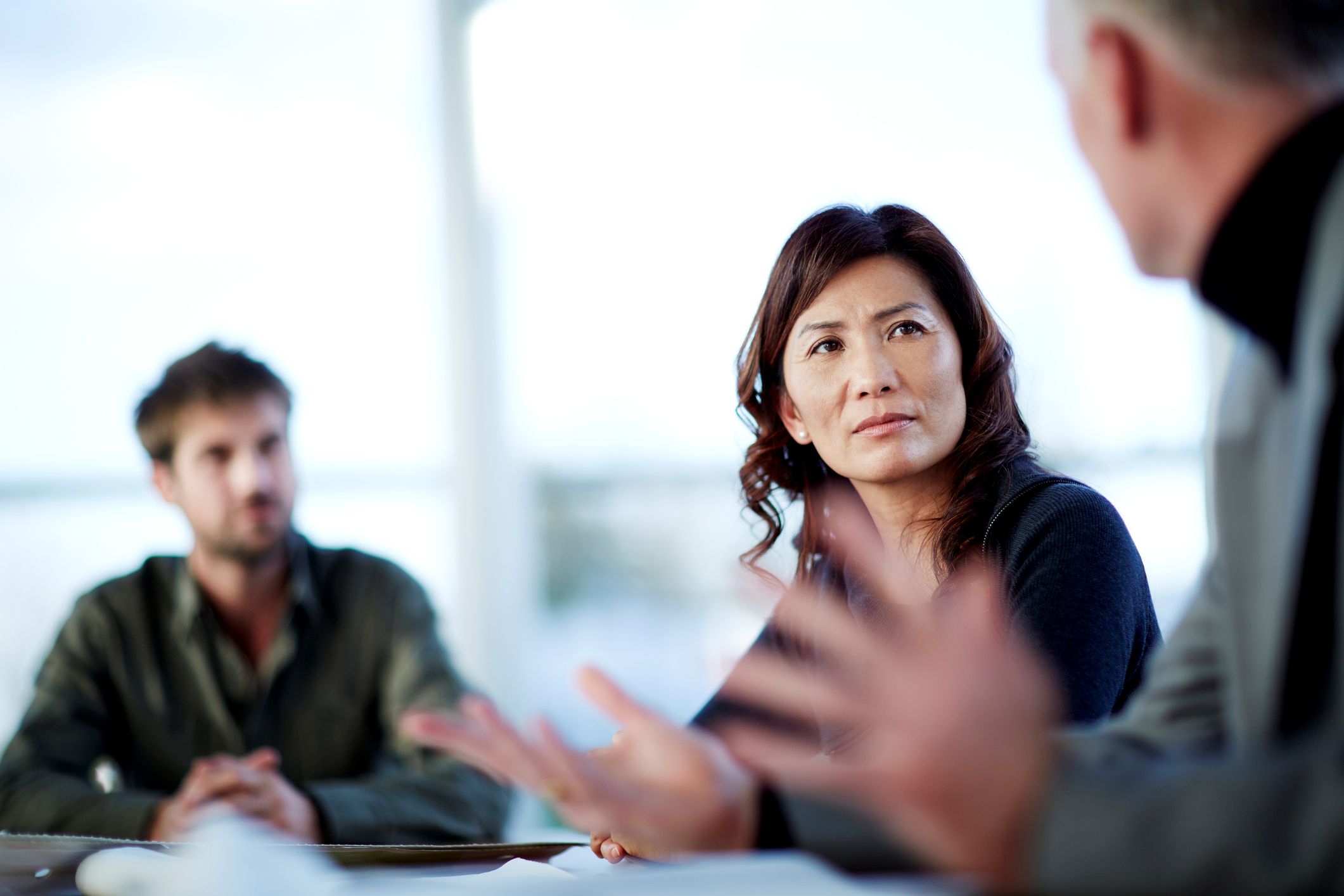 Discussion in boardroom